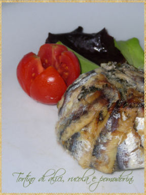Tortino di alici, rucola e pomodorini