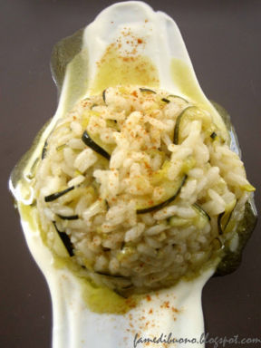 risotto porri e zucchine su crema al parmigiano