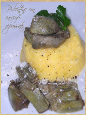 Polentine con carciofi ripassati