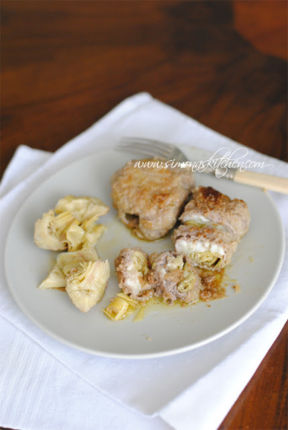 Rotolini di Vitello con Carciofini e Mozzarella di Bufala - Artichokes and Mozzarella Cheese Meat Rolls