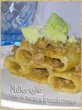 Millerighe con ragù di manzo e broccolo romano