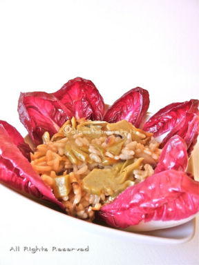 Risotto con carciofi radicchio e cipolla rossa di Tropea