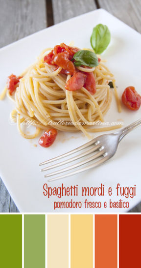 Spaghetti mordi e fuggi con pomodoro fresco e basilico