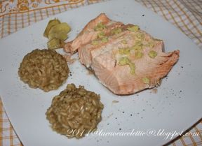 Salmone al vapore con risotto al Grand Lapsang Souchong