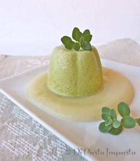 Flan di piselli con crema di patate