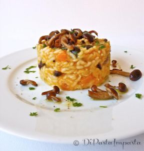Risotto con zucca e chiodini