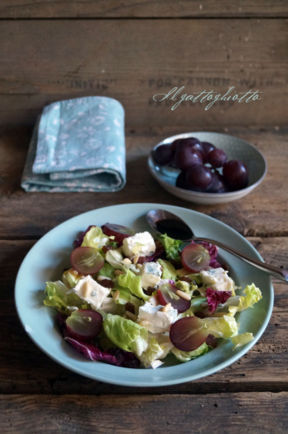 Insalata con uva, gorgonzola e frutta secca