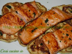 Salmone e melanzane alla griglia