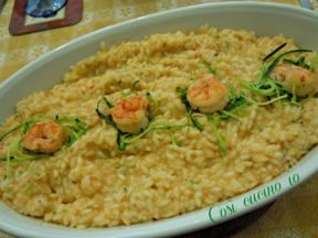 Risotto ai gamberi e zucchine julienne