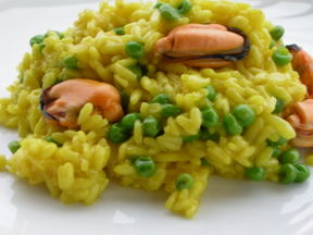 Risotto cozze e piselli