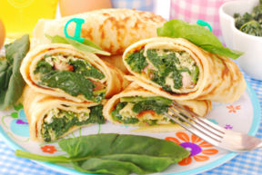 Crepes ripiene di spinaci e uova