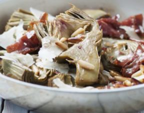 Carciofi con pancetta e provola