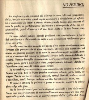 NOVEMBRE Almanacco della Cucina "L'AMICO DELLA MASSAIA" 1935