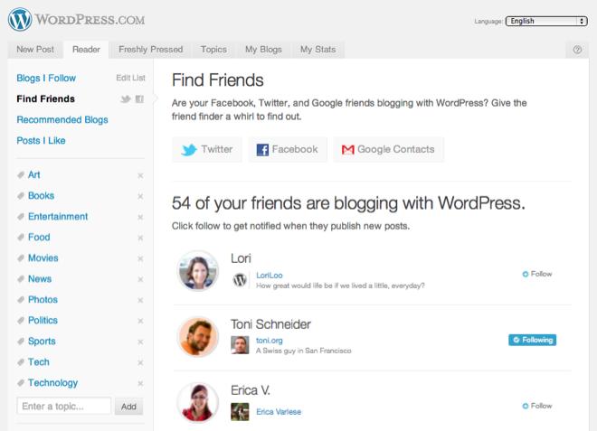 Find Friends Who Use WordPress
