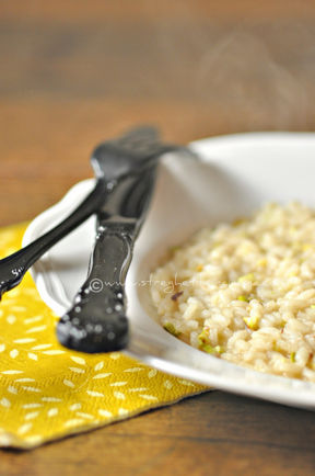 Risotto ai pistacchi di Bronte con burro aromatizzato al limone