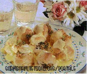 Bigne’ farciti in salsa allo zafferano