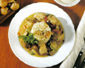 Timballini di riso con spezzatino ai funghi.