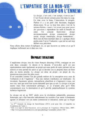 juralib wrote a new post, [saintÉtienne] L'empathie de la non-vie, Design-on l'ennemi, on the site LE JURA LIBERTAIRE