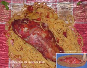 Scorfano rosso con spaghetti e patate