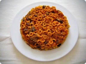 Timballo (vegetariano) di anelletti in salsa di pomodoro.
