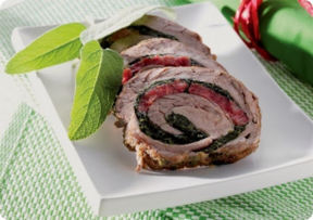 Cotechino arrotolato in fesa di vitello e spinaci.