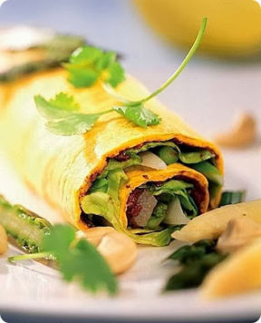 Tortillas con asparagi, peperone verde e zenzero.