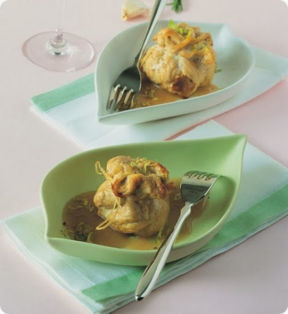 Fagottino di tacchino con patate e fegato d'oca.