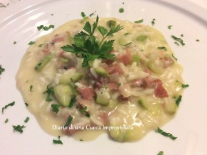Risotto speck, zucchine e gorgonzola