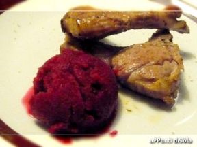 Bracioline d’agnello al Brandy con gelato di rape rosse