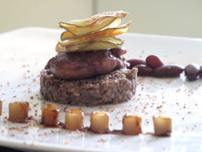 Monograno Felicetti | Ditalini al Farro con petto di quaglia e il suo ragù, crisp di patate, fagioli rossi e cioccolato