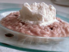 Riso con cipollina balsamica e gelato al Gorgonzola