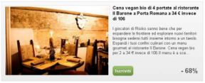 Cena Groupon di 4 portate vegan bio al ristorante Il Barone di Firenze