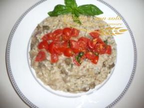 Risotto con melanzana e pomodori