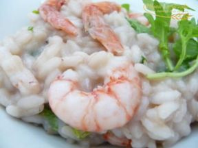 Risotto con gamberi alla rucola