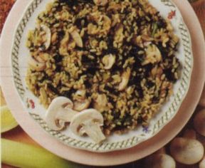 Risotto con funghi e spinaci