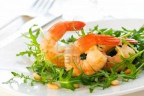 Gamberi in insalata con rucola