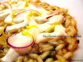 Risotto con scarola, burrata e cipolla di Tropea