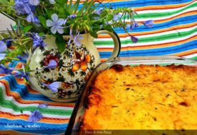 Gateau di patate con salsa e melanzane fritte