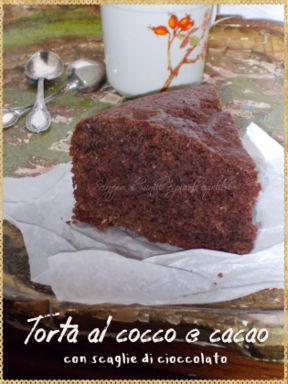 Torta al cocco e cacao con scaglie di cioccolato