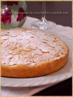 Torta rinascimentale con crema bisbetica e mandorle acide