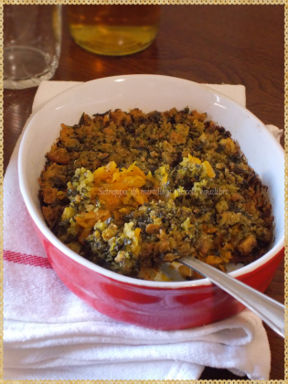 Zucca ricoperta di briciole di pane e prezzemolo