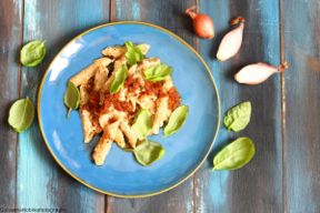 Garganelli con pesto di pomodoro e ricotta