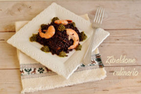 Riso venere con mazzancolle e pesto di basilico
