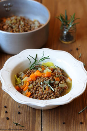 Minestra di lenticchie e zucca