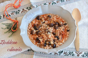 Minestra d’orzo con funghi pioppini e timo