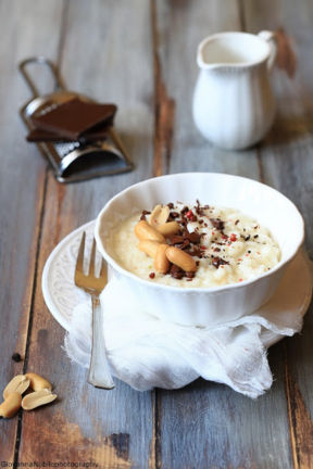 Risotto con robiola, cioccolato e arachidi