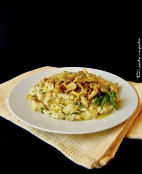 Risotto al limone con funghi gialletti e rucola