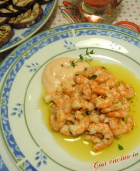 Piccole mazzancolle in salsa rosa