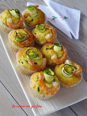 Muffin con zucchine e gamberetti