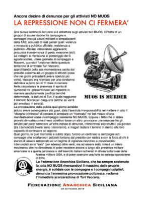 blogfas wrote a new post, LA REPRESSIONE NON CI FERMERA', on the site Federazione Anarchica Siciliana